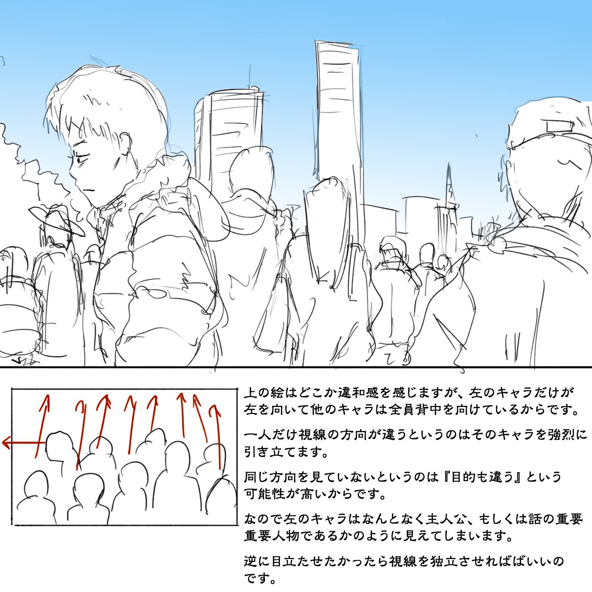 ② 特定のキャラクターに注意を向ける 