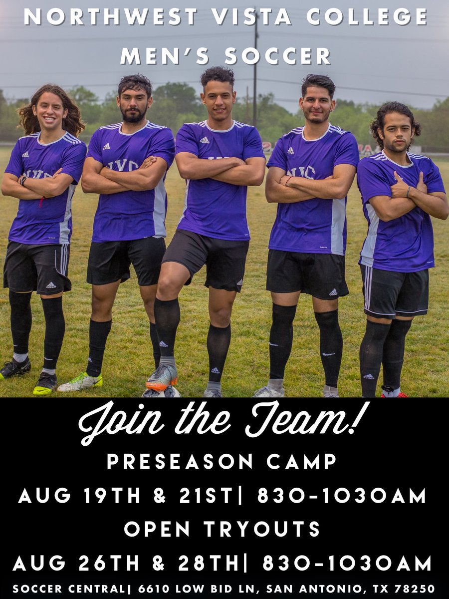 nvcsoccer's tweet photo. Players must be NVC students and must be able to attend practice sessions which will run every Monday and Wednesday morning from 8:30-10:30am at the new state of the art facility @soccercentralsa! Have any other questions? Feel free to send us a DM. #nvcsoccer @govista https://t.co/xb8T3Pf4NR
