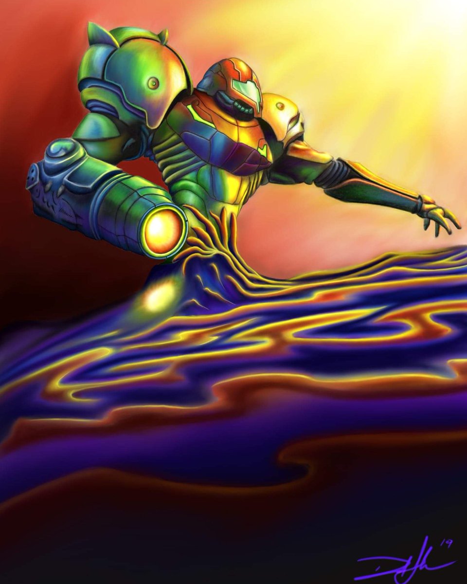 Artisticknack's tweet photo. This is a drawing of #SamusAran, she's a #BounterHunter in the video games #MetroidPrime I originally did this drawing in color pencil years ago. I wanted to remake it digitally, clean it up so to speak. I hope you enjoy! #Nintendo #ArtistOnTwitter https://t.co/uw86ilhe2u