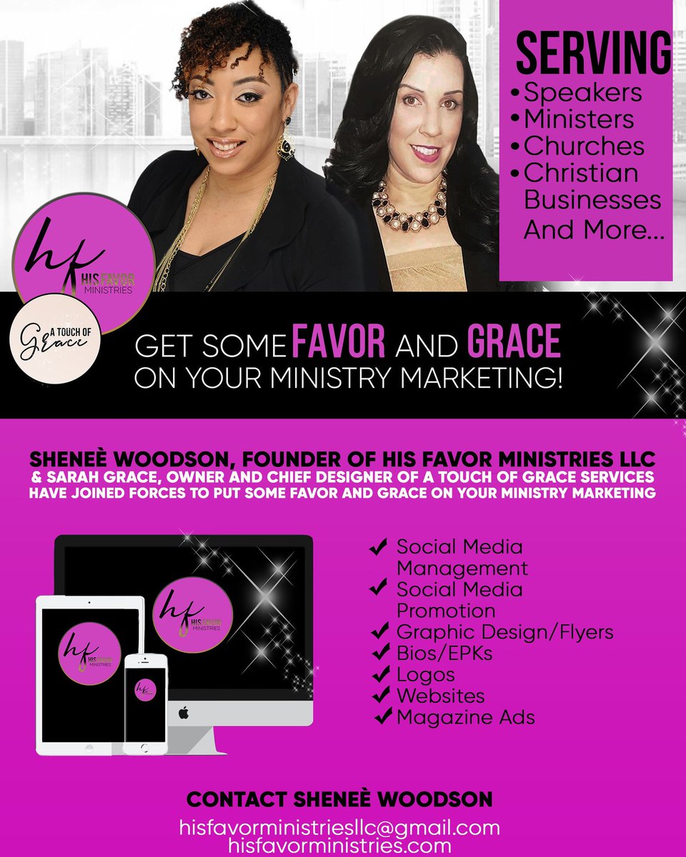 ●FINALLY, AFTER MONTHS OF DISCUSSIONS, IT'S OFFICIAL●
When the Founder of His Favor Ministries LLC and the Founder of A Touch of Grace Ministries LLC  join together, you get... 🥁🥁🥁  
#favor &amp; #grace 😁😁 NEW WEBSITE COMING SOON to better serve... YOU! #christian #business #