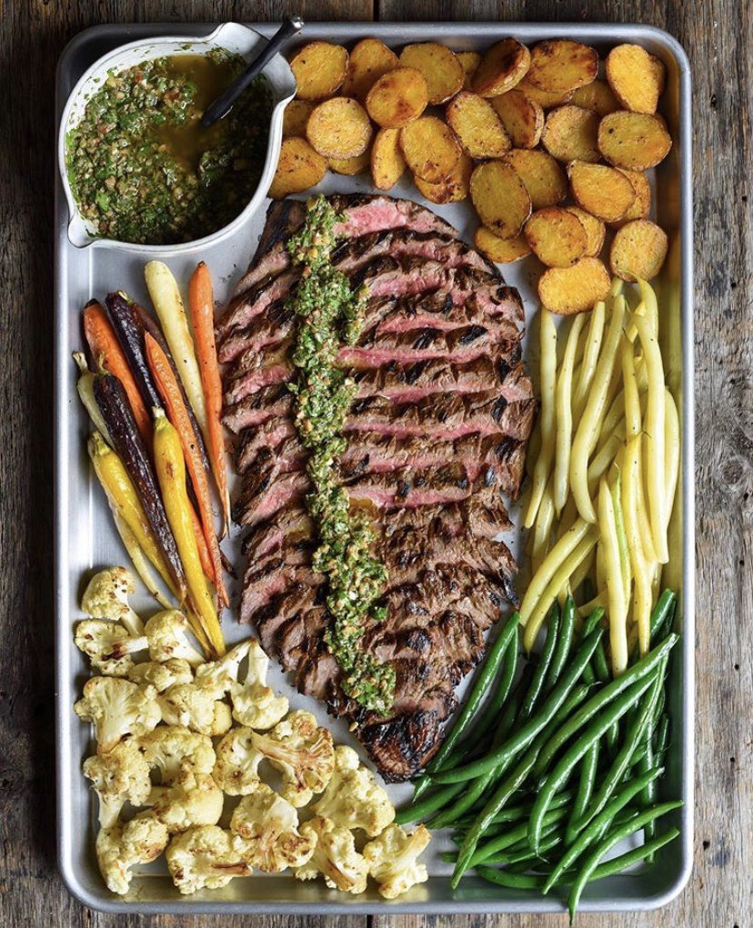 Zimmysnook's tweet photo. Grilled flank steak w/ salsa verde.
Marinated the steak last night w/ parsley, thyme &amp; chives from the garden. Made the salsa verde using parsley, basil &amp; mint from the garden... #AnEmbarrassmentOfRiches in the garden right now! 
#webersummer https://t.co/LWGl8Py3Wh
