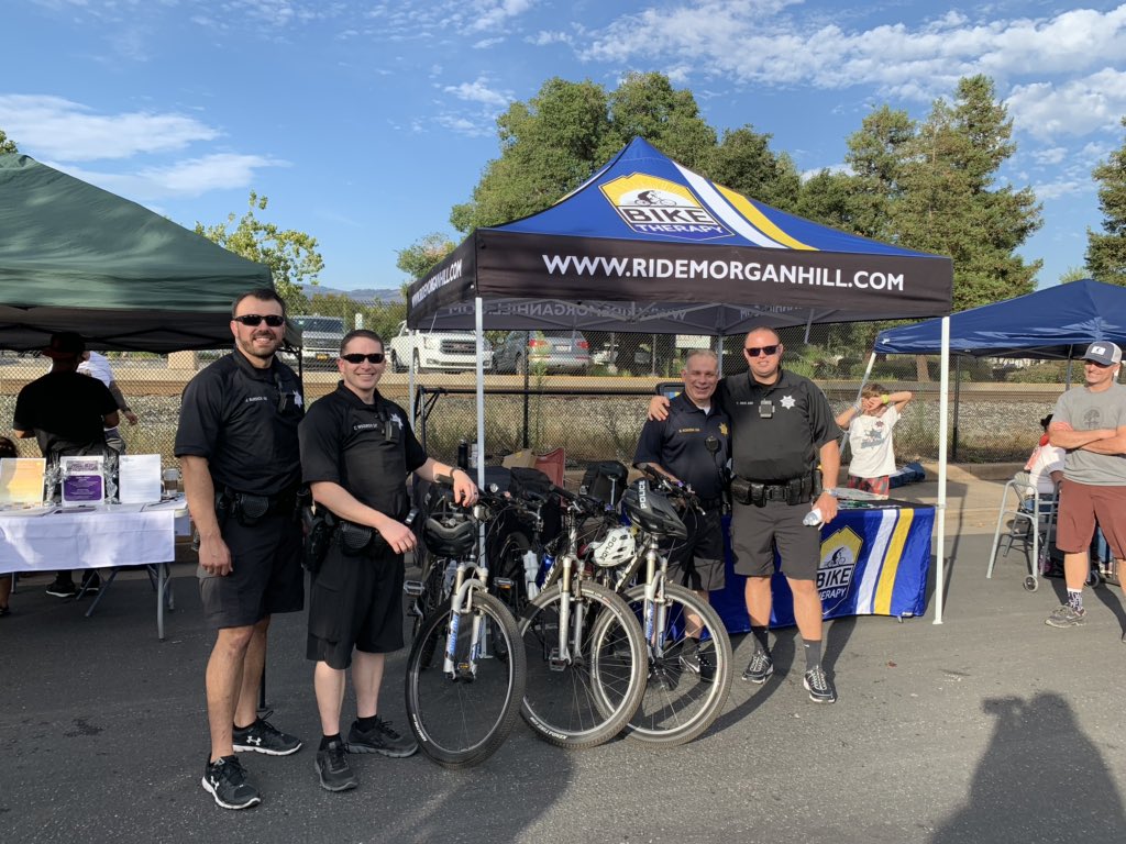 Swing by the <a href="/ridemorganhill/">Bike Therapy</a> booth to learn more about safe cycling in Morgan Hill. Great night out with friends at #NationalNightOut