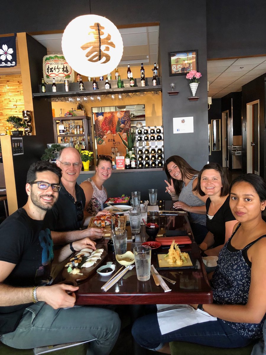 DavePorciani's tweet photo. Round robin journal club @BurkeLabRNA while having delicious Japanese food #sciencesushi #scienceNigiri #scienceRamen https://t.co/tXa03dTkQY