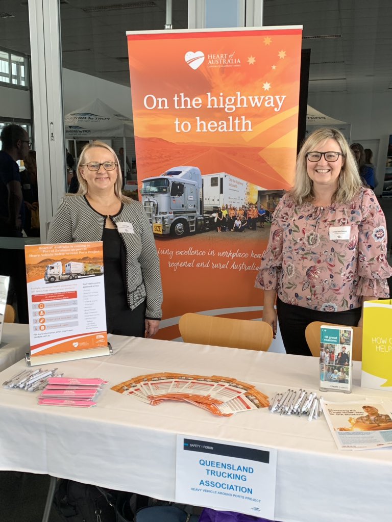 qta_trucking's tweet photo. All ready for the @port_brisbane Safety 1 Forum to promote the next initiative as part of our Heavy Vehicle Safety Around Ports project @HeartofAust #HOACHI Health Assessments. Project funded from #HVSI by @NHVR https://t.co/Ajgk3bibRQ