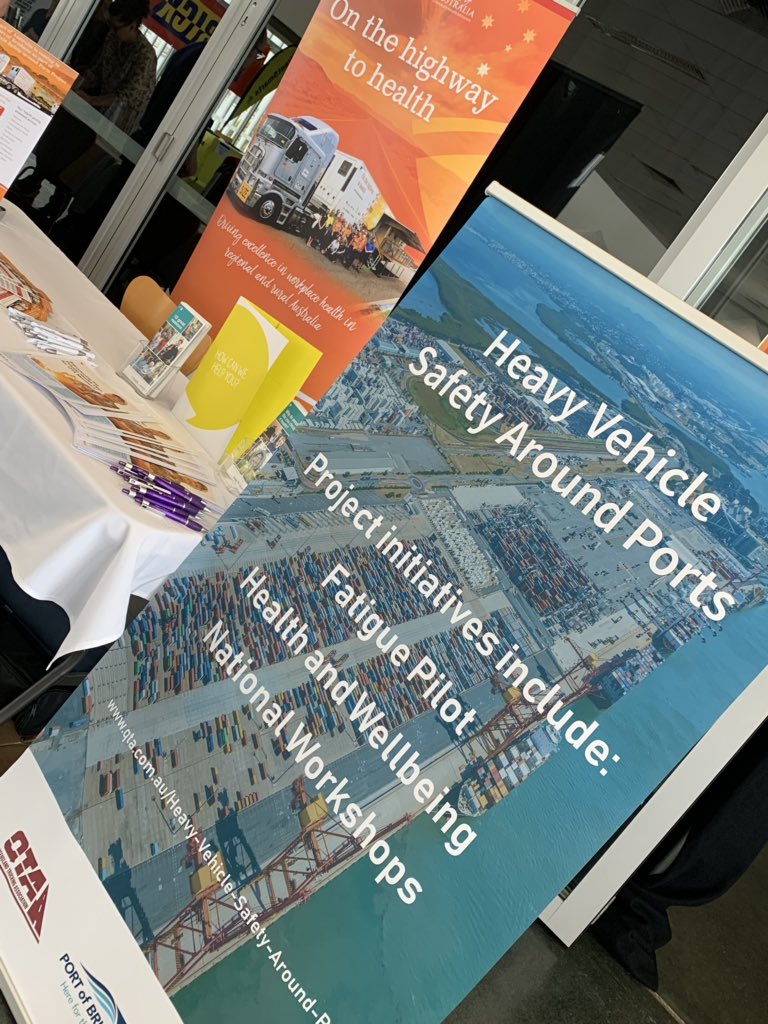 qta_trucking's tweet photo. All ready for the @port_brisbane Safety 1 Forum to promote the next initiative as part of our Heavy Vehicle Safety Around Ports project @HeartofAust #HOACHI Health Assessments. Project funded from #HVSI by @NHVR https://t.co/Ajgk3bibRQ