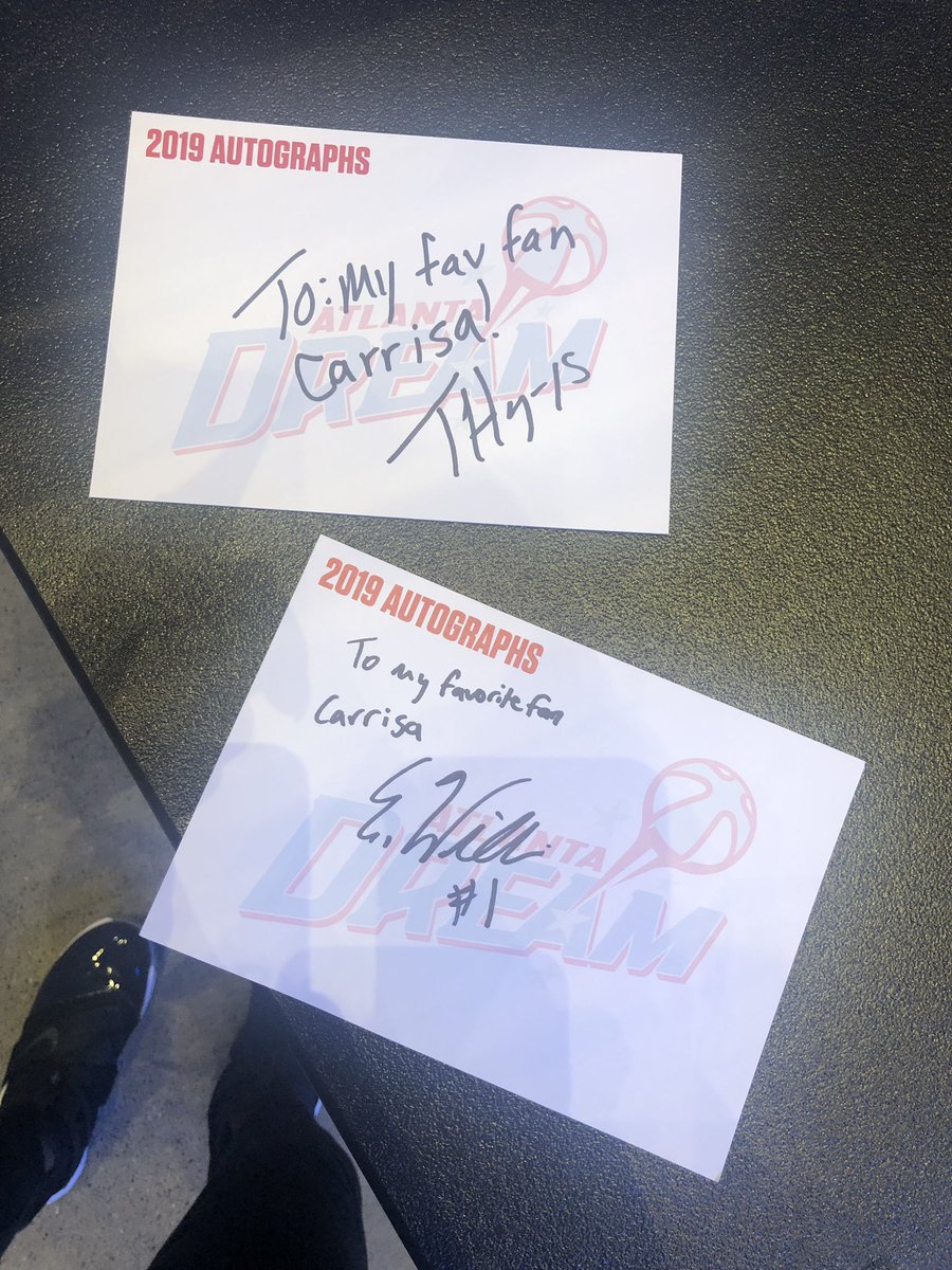 RisaShine19's tweet photo. @AtlantaDream Autograph Night for Elite Members. All smiles with my two faves @tiphayes3 @E_Williams_1 #defendtheatl #1Fan 🏀 https://t.co/XFuz1ljNo5