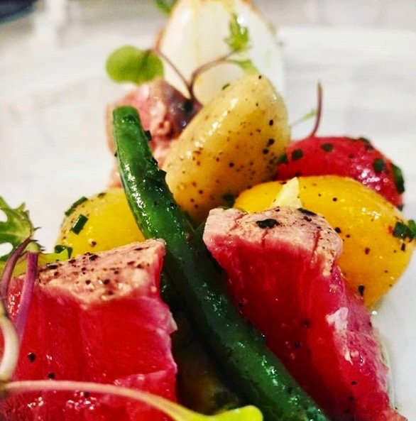 FranksKitchen's tweet photo. Salad Nicoise. New &amp; Delicious.  #cheffrankparhizgar #scratchkitchen #finediningtoronto #torontofood #torontofoodie #foodporn #torontorestaurants #foodphotography #FoodIsLove #betterthanever #changingmenu #raretuna #hillcrest #stclairwestto #summersalad #new https://t.co/wMNSd3CJ05