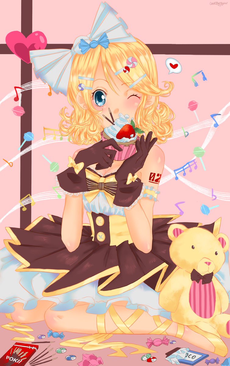 DrawnCutely's tweet photo. I don’t know why I just felt like drawing Rin #RinKagamine #Vocaloid #drawing #digitalart #kawaii #AnimeArt #cute #sweets https://t.co/vfTDi6ki5V