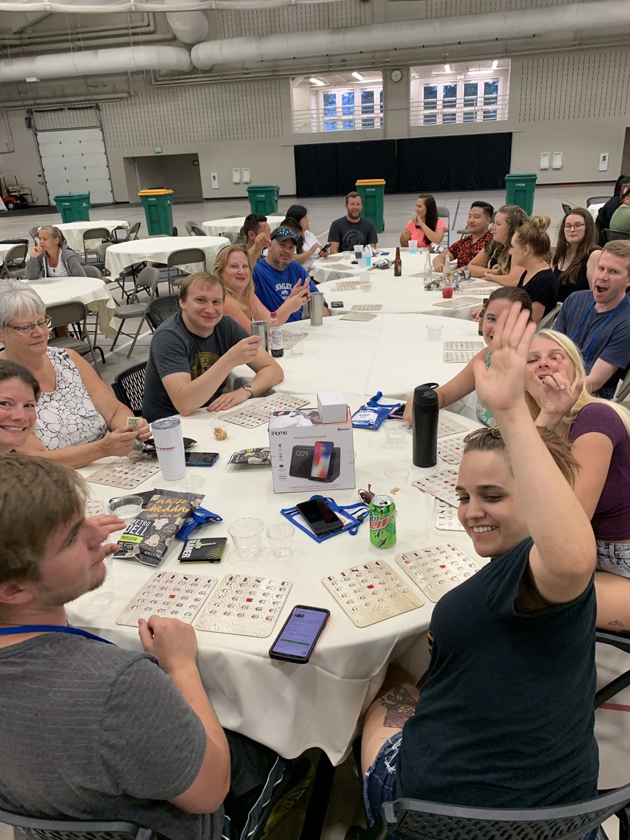 DeniseSpecht's tweet photo. The tradition lives on! Bingo night after a big day of learning at @EducationMN Summer Seminar. It’s getting intense! #sumsem #educatorsgonewild https://t.co/69CNSGMLGo