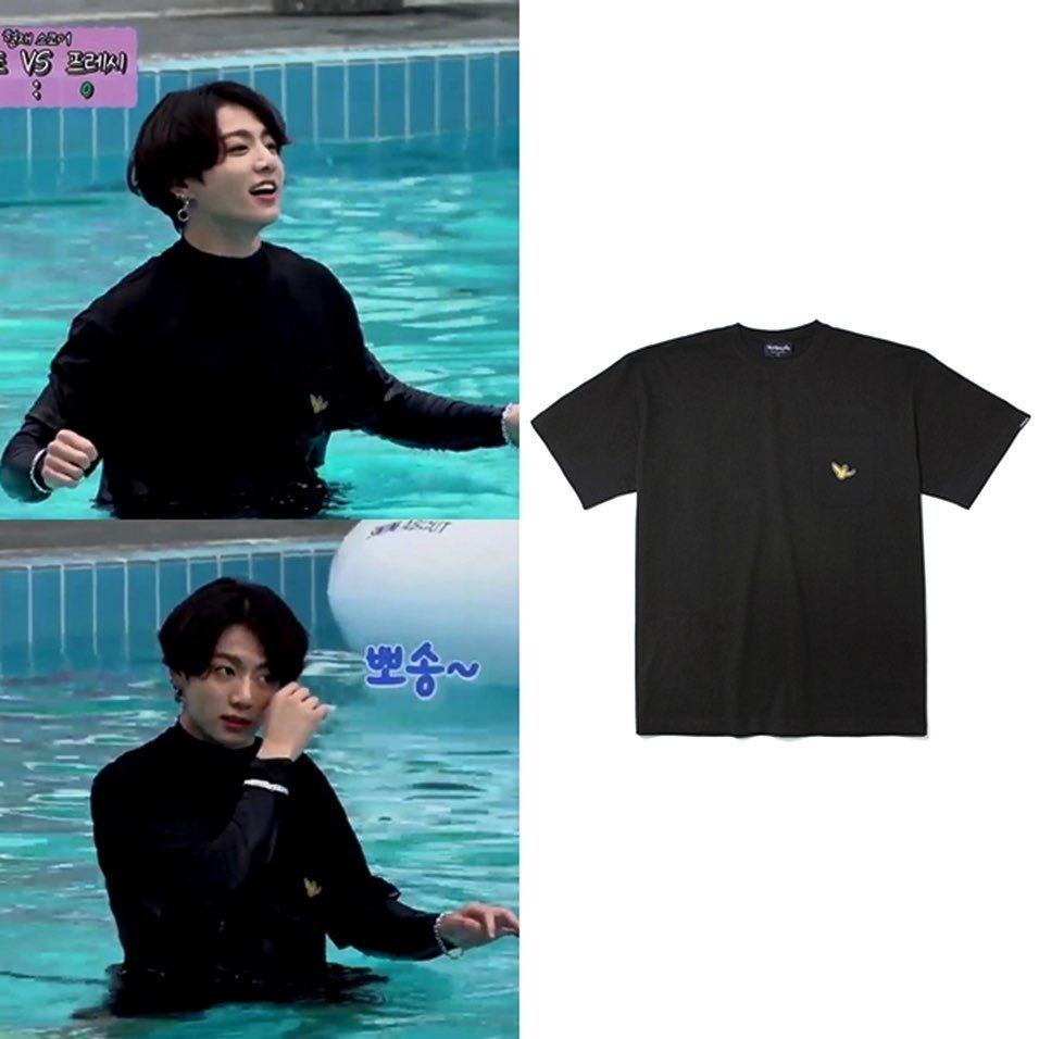 ▶ 셀럽 : BTS 정국
▶ 어디 : 달려라 방탄 83회
▶ 브랜드 : 마크 곤잘레스 (MARK GONZALES)
▶ 모델명 : M/G ANGEL POCKET T-SHIRTS BLACK 
▶ 가격 : 39,000원
▶ 링크 : barrels.co.kr/products/view/…