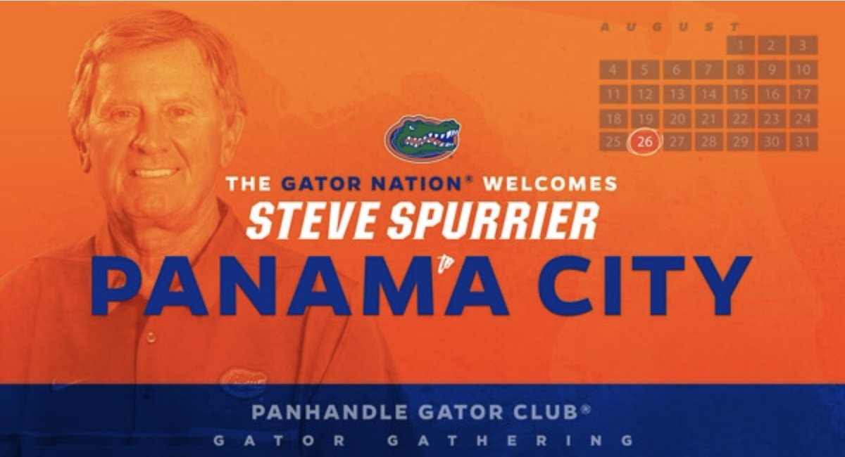 Panhandleg8tr's tweet photo. Go hear the Head Ball Coach Steve Spurrier on 8/26/19 at Hiland Park Baptist Church.
 https://t.co/HREGHRCgqo https://t.co/sYGNa1yiDS