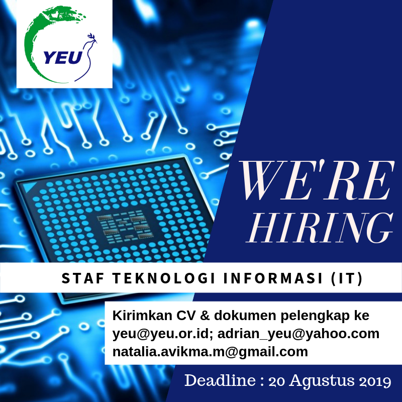 UMYogya's tweet photo. Staf Teknologi Informasi (IT) | Segera kirim CV dan surat lamaran kerja ke email yeu@yeu.or.id | Info selegkapnya dapat di akses melalui @YEUJogja
#LowkerUMY #LowonganKerja #StaffIT https://t.co/jahexxxdsq