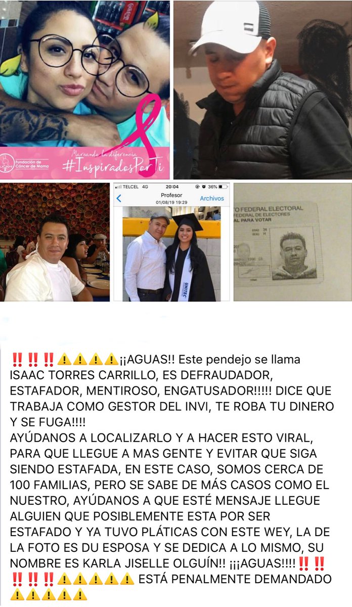 berry_magica's tweet photo. Ayudenme a compartir por favor!! ESTAFADOR SUELTO! DEMANDADO PENALMENTE EN MEXICO, SIGUE ESTAFANDO Y LA GENTE CAYENDO #INVI #ISAACTORRES #ESTAFADOR
@Claudiashein @lopezobrador_ @_VicenteSerrano @Rafaherrera1983 @rubbistein URGE RETUIT, YO SOY UNA DE LAS AFECTADAS!! Por favor!!!! https://t.co/MIZ8aFjw9L