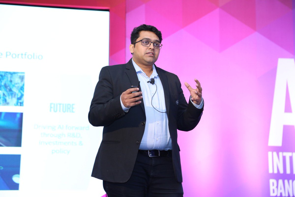 IntelIndia's tweet photo. #IntelAIDC2019; Austin Cherian, Head HPC Business India shares Intel’s different #AI-enabled capabilities like computes, VPUs, GPUs, that build the foundation for AI & how they can be leveraged for different functions and create efficient #data-centric architectures. #AIOnIntel https://t.co/tJYl6DaIFL