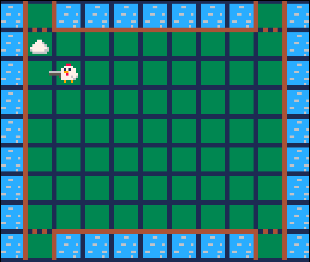 Amidos2006's tweet photo. Which one of the following looks better for my #GMTK game #ChickenGun? (Note: The brown walls and water will appear in the level as walls even if there are no borders) #pico8 #gamedev #indiedev #screenshot https://t.co/DOSPNdQlmI
