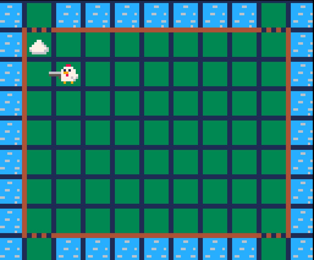 Amidos2006's tweet photo. Which one of the following looks better for my #GMTK game #ChickenGun? (Note: The brown walls and water will appear in the level as walls even if there are no borders) #pico8 #gamedev #indiedev #screenshot https://t.co/DOSPNdQlmI