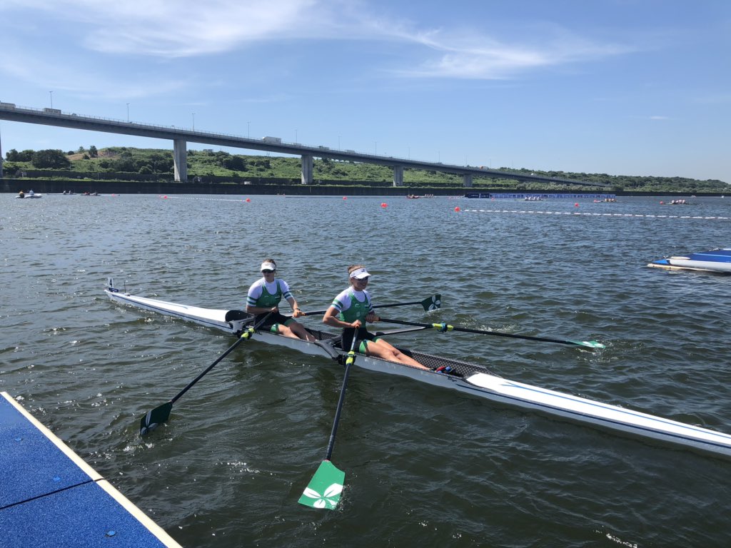 Johnaarm's tweet photo. Fantastic opening race for Ireland’s JW2x finishing second behind The Dutch.  Only winner through so racing in Repechage tomorrow.
@RowingIreland @killorglinrowin @ColeraineGS https://t.co/uPwPtoZ8pM