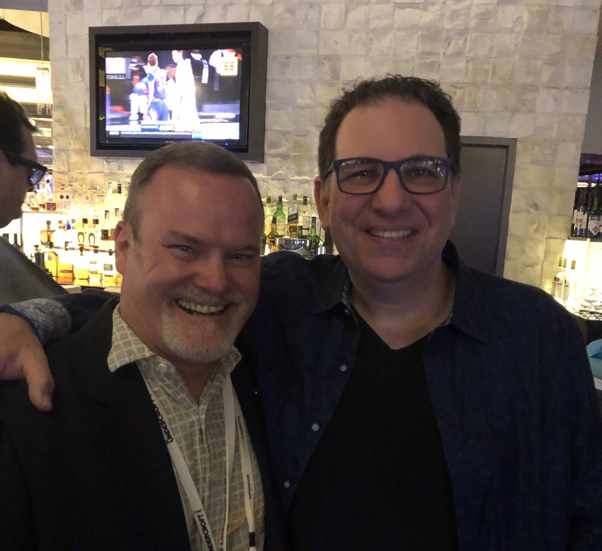 James_McQuiggan's tweet photo. A thrill to meet @kevinmitnick at his birthday party here at @BlackHatEvents #bucketlist #ghostinthewire @KnowBe4 https://t.co/903HiMyMNe