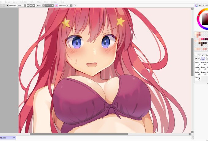 翠月 琉🍊さんがTwitterに投稿した中野五月(五等分の花嫁)のイラスト。