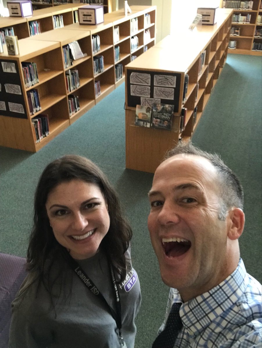 steve_principal's tweet photo. Meeting @4pointslibrary today in the #FalconsNest reminded me that the library is the hub of what is pure and good about public schools. I got a tour and a new thought partner! #1LISD https://t.co/qqDGUxD6Ck