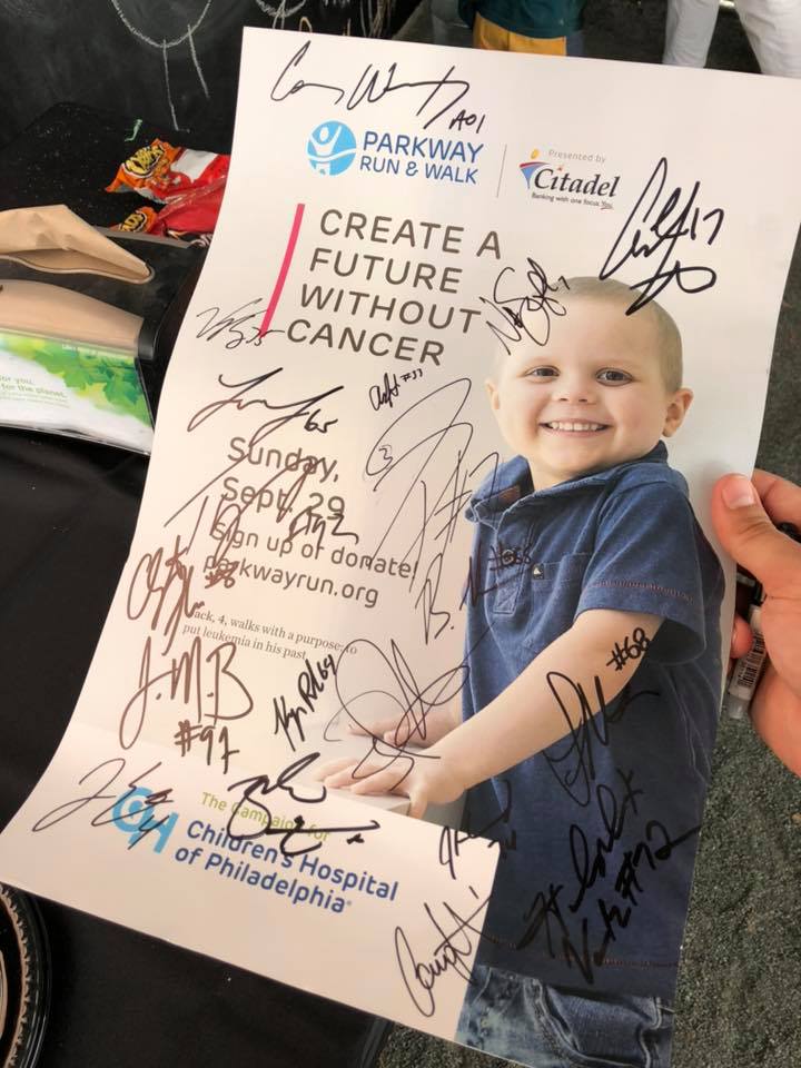 craftedaction's tweet photo. Thank you to the @Eagles and @ChildrensPhila for an unforgettable day at Training Camp and to @CoachDPederson and his wife Jeannie for chairing the 2019 CHOP Parkway Run. #parkwayrun #flyeaglesfly #teamsuperjack https://t.co/Dt5IVtBn4z