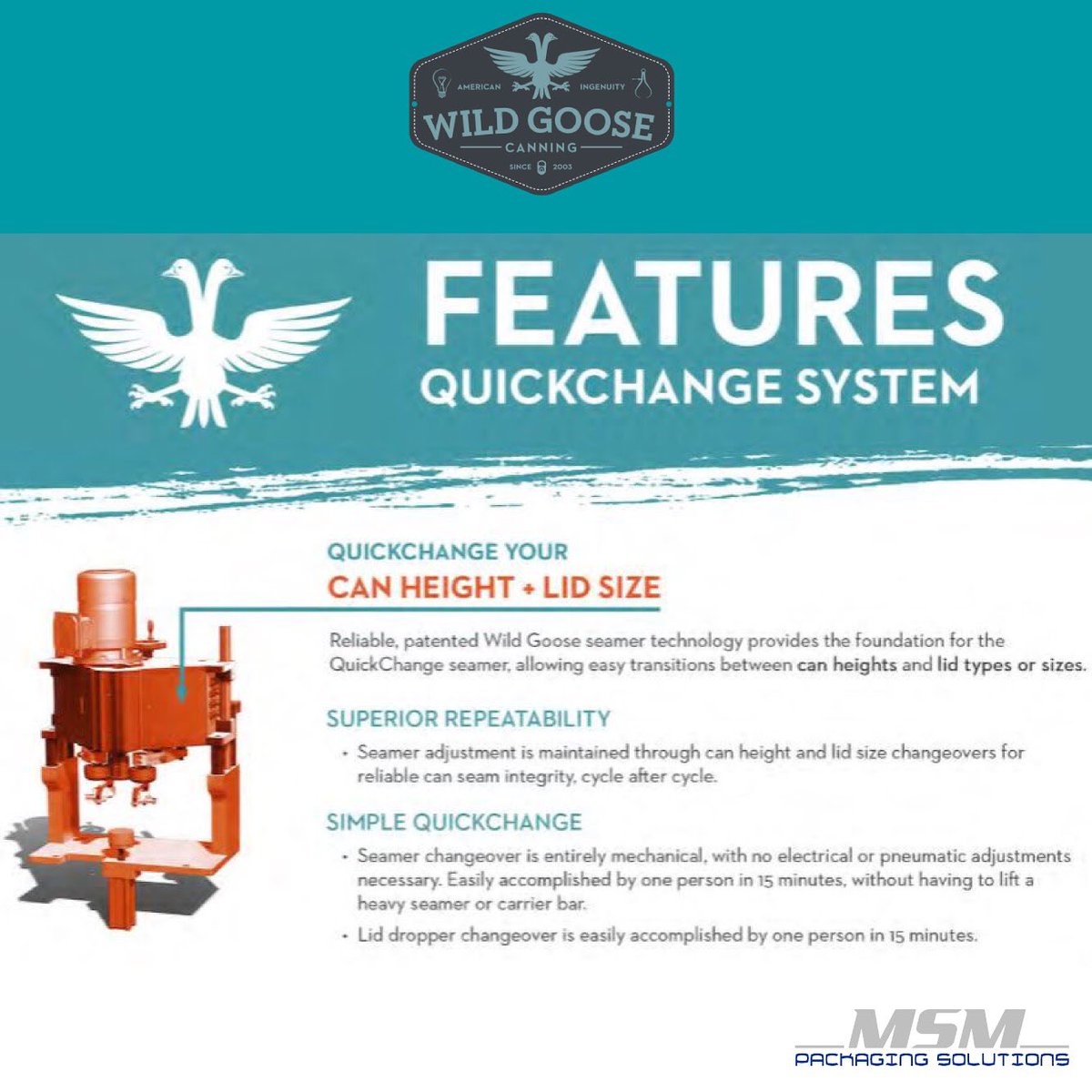 msmpkg's tweet photo. Wild Goose’s QuickChange System options allow you to shift easily between can formats and sizes for maximum packaging flexibility 🍺
⠀⠀⠀⠀⠀⠀⠀⠀⠀
Choose the QuickChange System arrangement that fits your production plan: can body, can height, lid type or any combination ✅ https://t.co/BhD6aIglIz