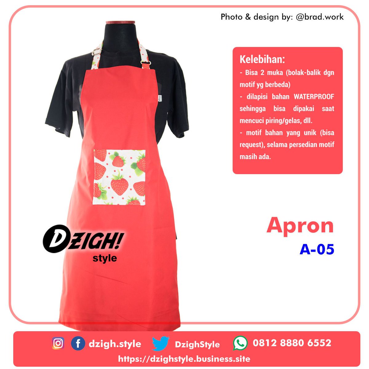 DzighStyle's tweet photo. PRODUK HOME MADE

DISKON 10% untuk pemesanan HARI INI.

Apron A-05 untuk menemani Anda saat memasak atau mencuci piring/gelas dan alat dapur lain. Dilapisi bahan WATERPROOF. Model dengan 2 muka (bisa bolak-Balik).

#dzigh #dzighstyle #apron #celemek #perlengkapanmasak #bekasi https://t.co/7M97XD6AM1