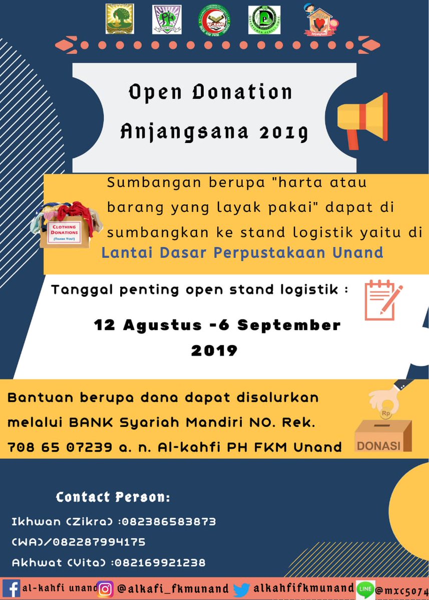alkahfifkmunand's tweet photo. Open Donation for Anjangsana 2019! Kita insyaallah akan kunjungin panti asuhan seperti tahun-tahun sebelumnya. Yuk berbagi :) https://t.co/TMfMJrraXm