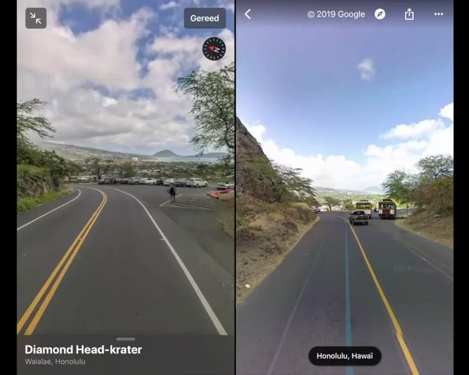 MyGeodorable's tweet photo. @applemaps have created a new @googlestreetview thing called #applelookaround - check out the differences here https://t.co/PgiFQ5Om3A smooth movement along the road https://t.co/cdgC9QcegN https://t.co/62LUH1bNMl