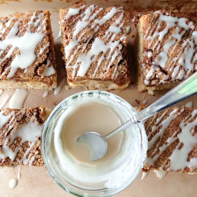 Easy to make #GrainFree Sour Cream #CoffeeCake with Maple Glaze | nut free | real food | comfort food | naturally sweetened | via <a href="/Recipes2Nourish/">Recipes to Nourish</a> #breakfast #brunch buff.ly/2HZ9q9y