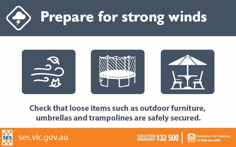 VICSESEssendon's tweet photo. Strong winds, thunderstorms and rainfall totals up to 30mm are expected over the coming days. Prepare your property by securing loose objects, cleaning your gutters and remember never enter flood water. #15tofloat #vicses #storm #community @mooneevalleycc https://t.co/NhY2fi0Ome