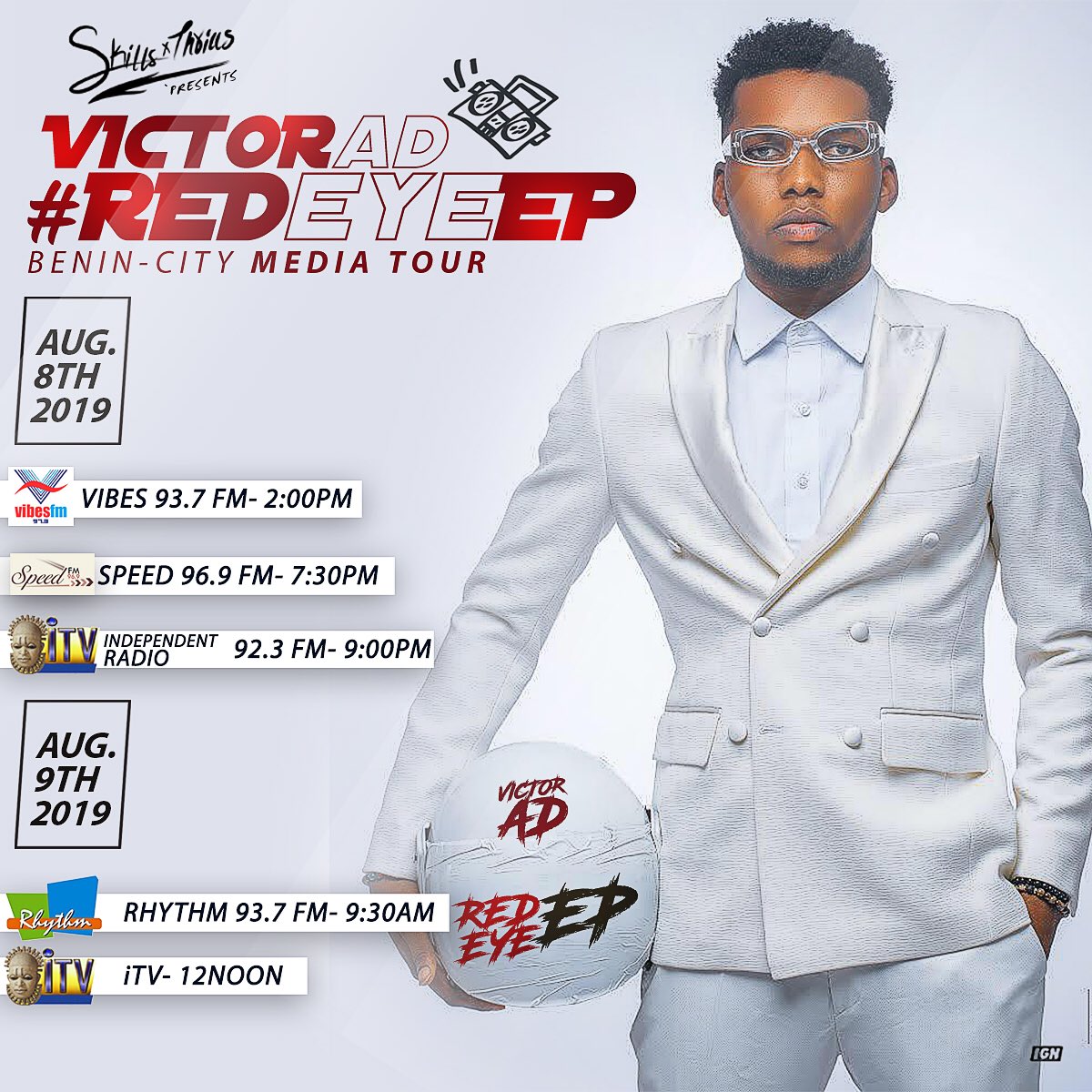 skillsxthrills's tweet photo. @victor_adere #redeyetheep Benin-city Media tour this Thursday x Friday (Aug 8th x 9th)
Tune in at these times to any of these frequency to catch his interviews. cc @Longitudepromo1
#victoradere #music #wednesdaymotivation #redeyeep #newmusic #naija #bbnaija #bbnaija2019 https://t.co/NWOo9iCE04