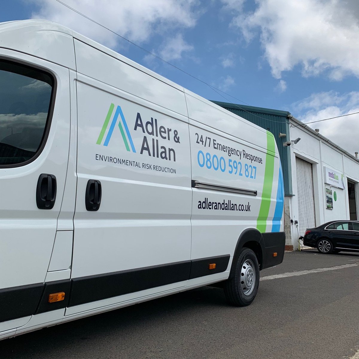 MediafleetLtd's tweet photo. Our latest #rebrand design is for oil and #environmentalservices company, @AdlerandAllan - We love their new #vehiclegraphics which embrace a bright colour palette and clean design/minimalist design practices #vehiclelivery #fleetdesign #fleetbranding https://t.co/9hDfF6OUNt