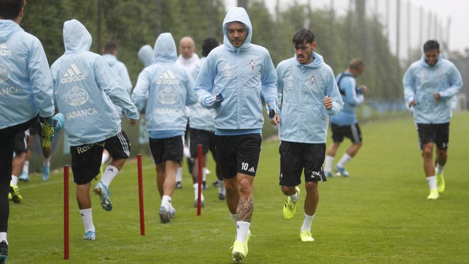 Iago Aspas se ejercita en el entrenamiento matutino (Foto:RCCV).