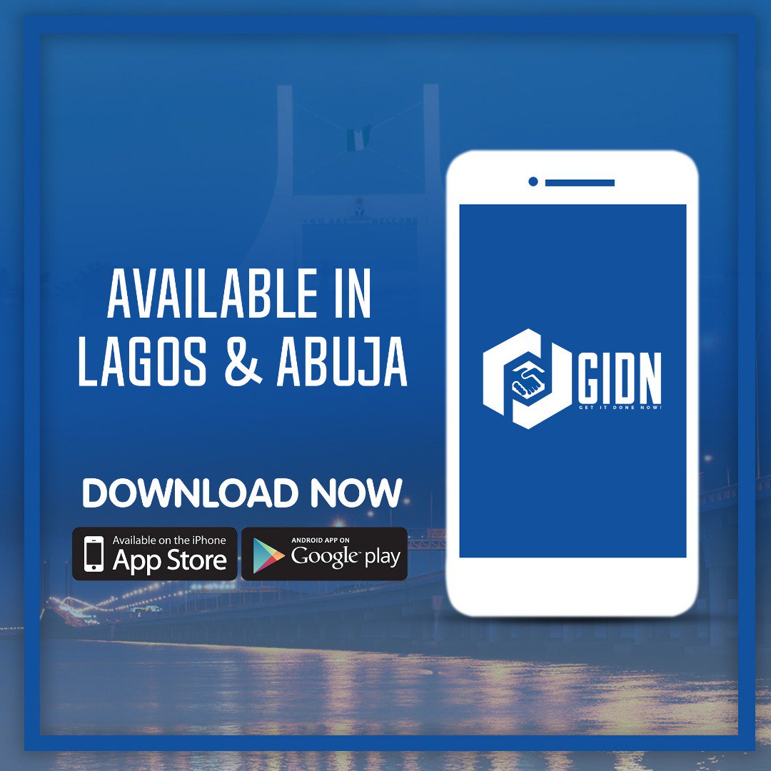 GetItDoneNowLtd's tweet photo. GIDN now available in Lagos and Abuja
#getitdonenowltd #gidn #positivevibes #efficient #unity #convenient
#artisan #handymanservices #abujaartisan #abuja #lagosartisan
#mindset #finance #entrepreneurlife #goals #luxury #hustle #leadership #wealth #art #businessman #happy https://t.co/3godHm0D94