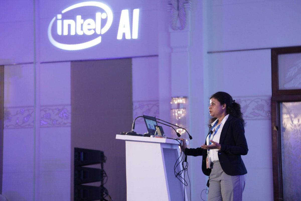 IntelIndia's tweet photo. "Why do we need Intel #deeplearning boost? Because quantization matters". Jyotsna Khemka, Senior Technical Consulting Engineer, Intel takes us through the benefits of quantization like lower power, memory bandwidth & storage, and higher performance. #IntelAIDC2019 #AIOnIntel https://t.co/xXrpTT5i7W