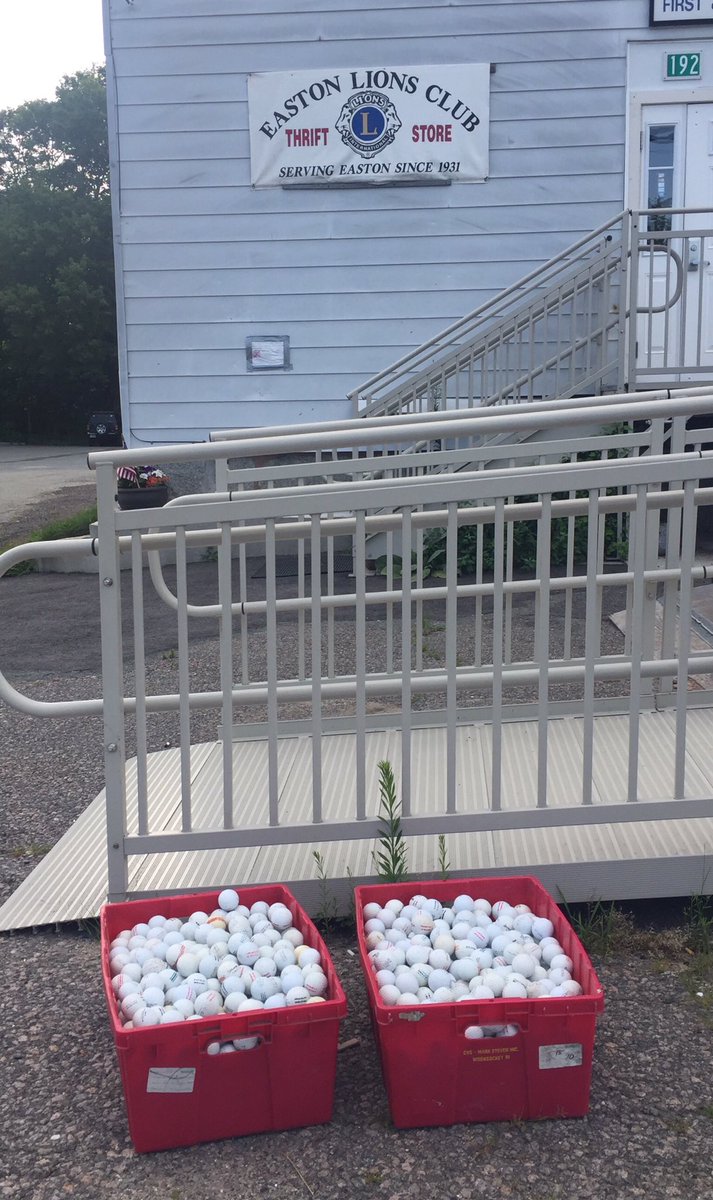 eastonlions's tweet photo. Best place to start a drive? Why, the Easton Lions Club Thrift Store, of course. We have two large bins of practice golf balls. Need clubs? We have them too. And golf bags. We can even tell you how to slice your ball into the woods at no extra cost. @eastonlions #howtothrift https://t.co/TqGHQBCPAR