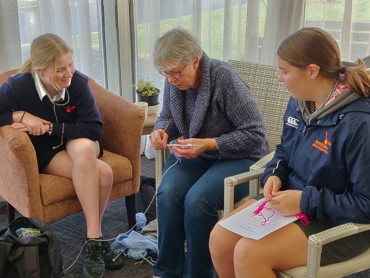langley277's tweet photo. GENERATIONS UNITE! @RototunaSHS project engaging with our local retirement village  and together knitting baby gear for @WaikatoHospital NICU. #communitypartnerships #pblchat #pbl https://t.co/hobqQFmywt