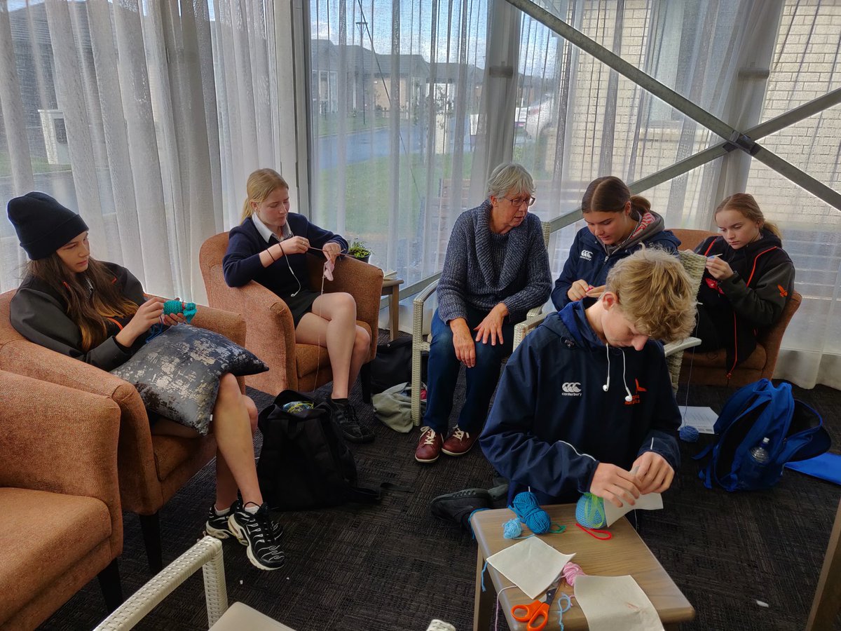 langley277's tweet photo. GENERATIONS UNITE! @RototunaSHS project engaging with our local retirement village  and together knitting baby gear for @WaikatoHospital NICU. #communitypartnerships #pblchat #pbl https://t.co/hobqQFmywt