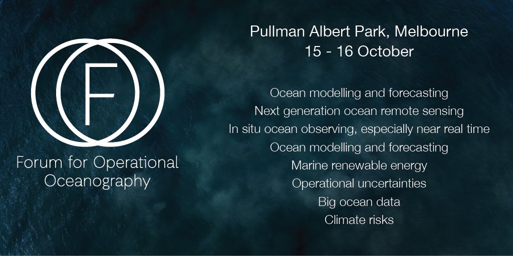 Have you registered for the Forum of Operational Oceanography? 

🛰️ Next gen remote sensing
📈 Modelling and forecasting
🌊 Big ocean data
🌀 Climate risks

Register now 👇 conferences.com.au/2019foo/