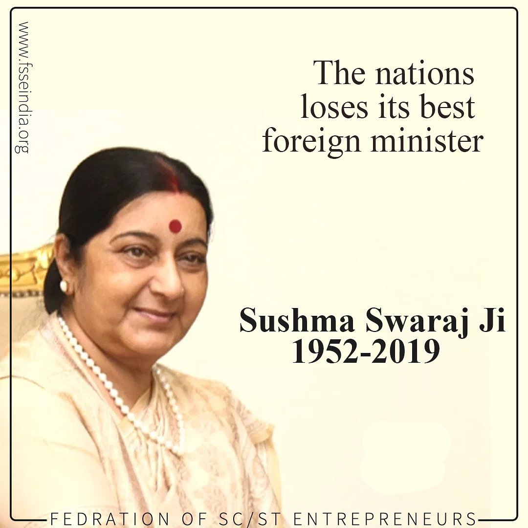 anilrohitfsse's tweet image. The nations loses it&apos;s best foreign minster 

I convey my sincere condolences to the bereaved family.

#sushmaswaraj #FSSE #anilrohit #anilrohitfsse