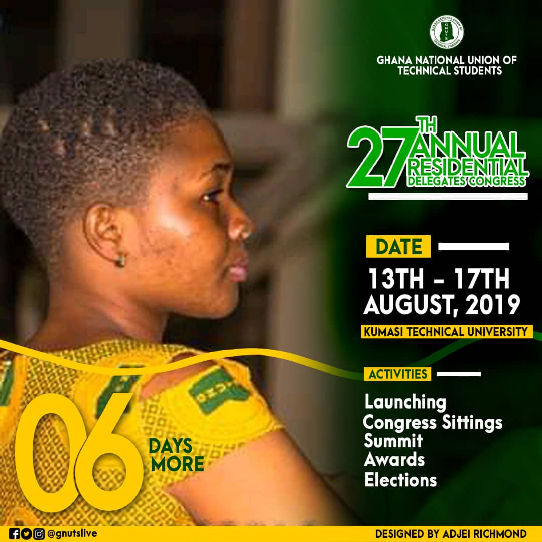 That one moment of our life is approaching and it's only 6 days more. 😳 Gnuts Annual Residential Delegate Congress is just fast approaching and we are just at par with preparations. <a href="/KsTU_Live/">Kumasi Technical Uni</a> <a href="/JOYNEWSONTV/">JoyNews</a> <a href="/tv3_ghana/">#TV3GH</a> <a href="/Adom1063fm/">Adom1063fm</a>