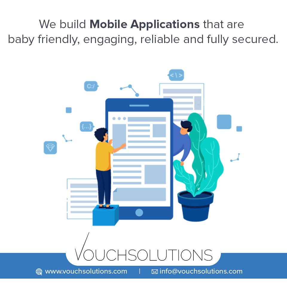 VouchSolutions's tweet image. Require a #mobileapplication for your well-established business?We build MobileApplications that are babyfriendly, #engaging,reliable,fully secured.We listen carefully to each of your requirements,develop #interactive #Android,#IOS Mobile applications.
vouchsolutions.com/contact-us