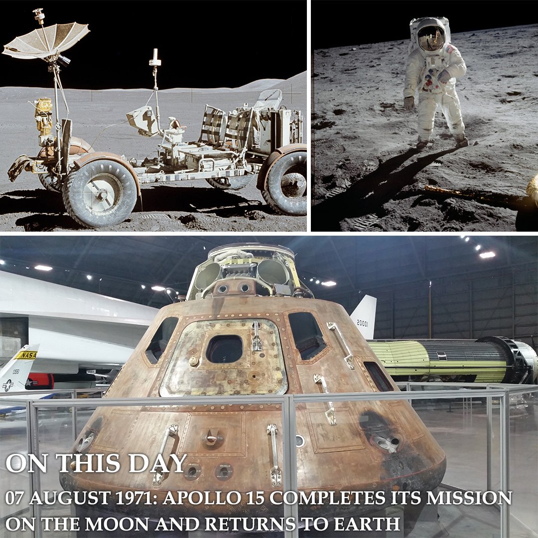 diplomacybeyond's tweet photo. Apollo 15 returns to Earth

August 7, 1971: Apollo 15 returned to Earth after completing its journey. 

#apollo15 #earthreturn #August1971 #nasa #moon #dbplus https://t.co/4h1eRa7NKY