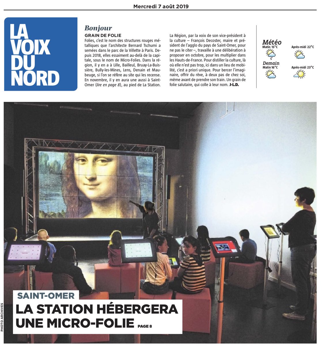 david_lacombled's tweet photo. Nous sommes à J-100 de l’ouverture @LaStationStOmer Dernier volet de la présentation @lavoixdunord Avec @MicroFolie pour entrer dans la 3e dimension https://t.co/793KY7bAMe
