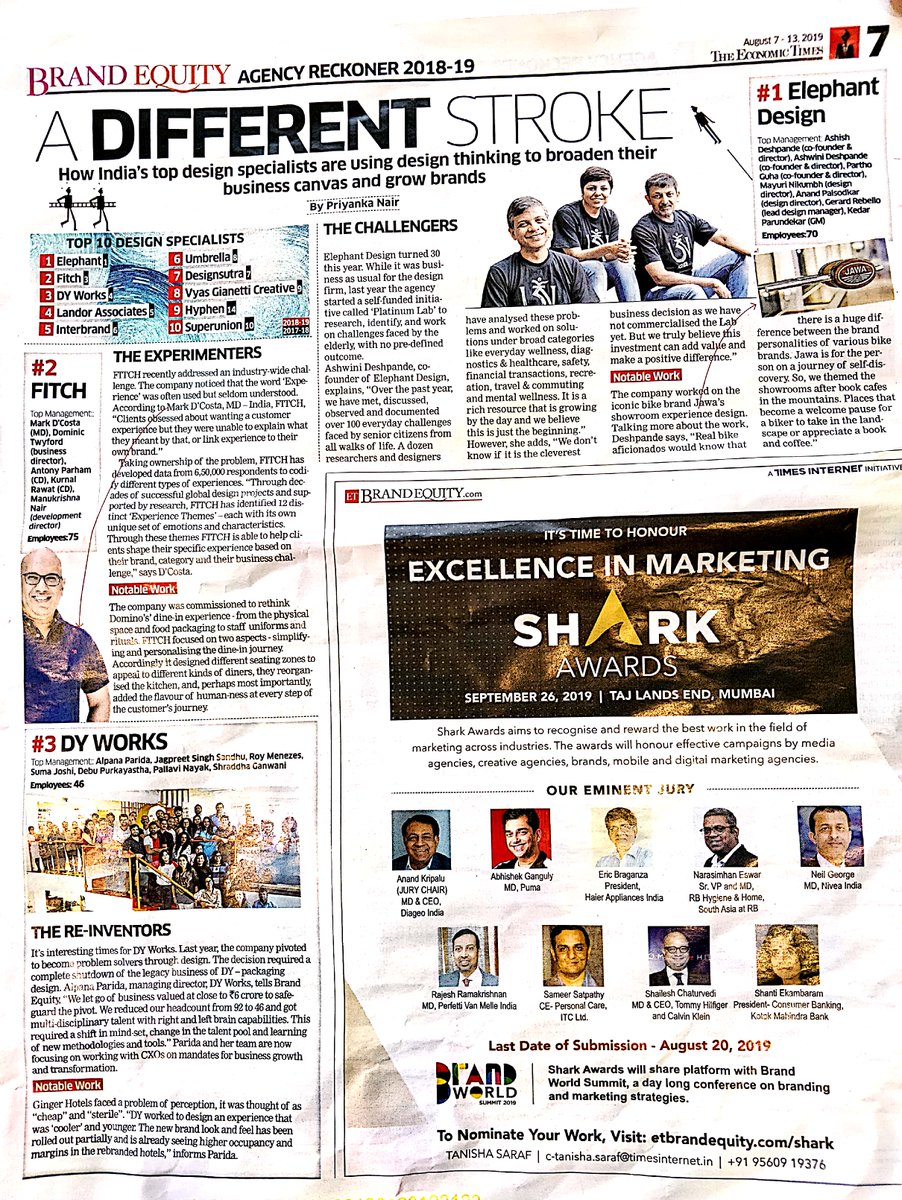 dyworks's tweet photo. We're in August company in this year's @ETBrandEquity​ agency reckoner #punintended #BusinessDesign #design

https://t.co/8jLzH9N9Yc https://t.co/a86WwnDwAr