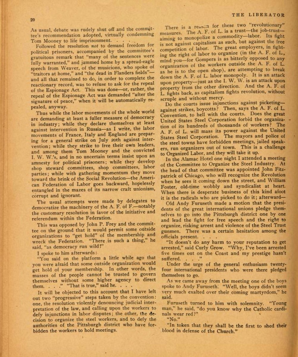 JohnReed_1917's tweet photo. 6️⃣August Issue Of #TheLiberator #1919LIVE #FreeDebs🌹#FreePress📰 #DefendTheRevolution🛡 #1919crowd #SocialistEveryDay #ДжонРид #workers @trappedintheATL “Convention of the Dead” @AFLCIO “Our Own Lusking Bee” 👎👎#LuskCommittee https://t.co/A5X0mDYqzb