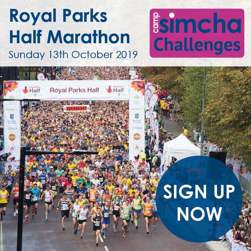 CampSimchaUK's tweet photo. Woken up &amp; fancy setting yourself a new challenge? 
Join us&amp;take on the Royal Parks Half Marathon this Oct. You'll get to take in some of London's famous landmarks &amp;four of London's Royal Parks, whilst raising money for an amazing cause. Sign up now: laurie@campsimcha.org.uk now! https://t.co/OUlOG7WuWX