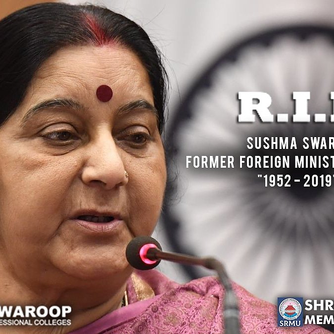 SrmgpcL's tweet photo. RIP
Sushma Swaraj
Former Foreign Minister of India 
"1952 - 2019" https://t.co/yScP6ojFRU