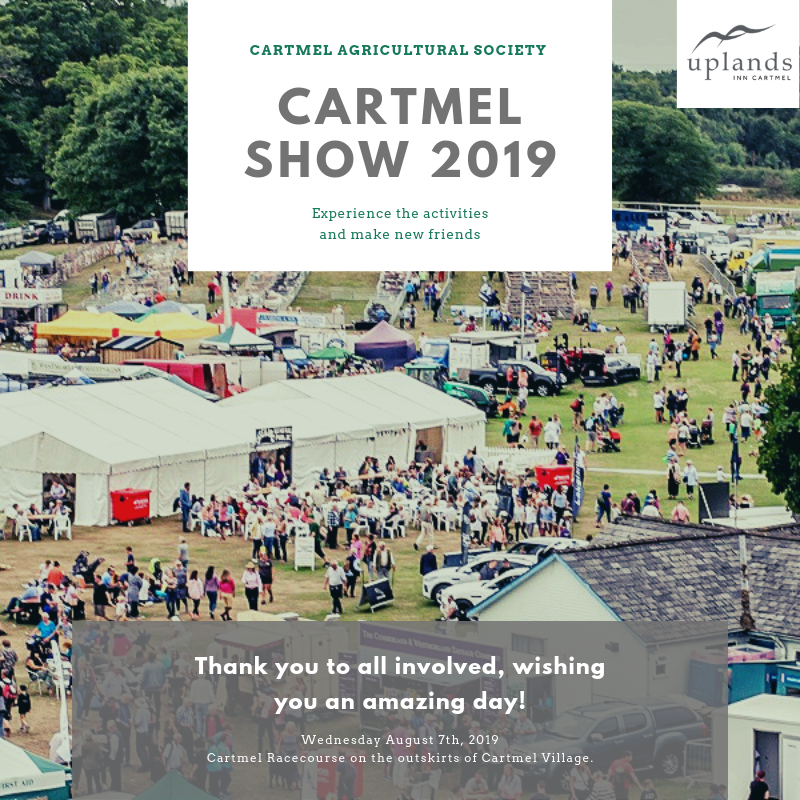 Uplands_Cartmel's tweet photo. At The Uplands Inn we’re delighted to be supporting The Cartmel Show. We hope that everyone has an amazing day. https://t.co/vOhrhc9b9r